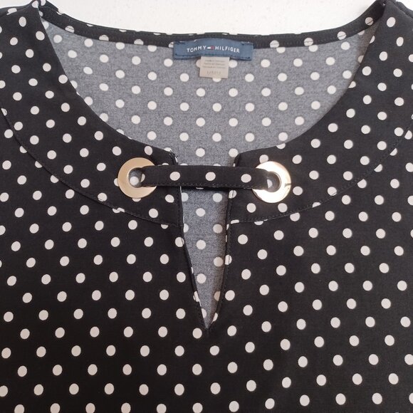 Women's Tommy Hilfiger Black & White Poka Dot Sleeveless Blouse Size Medium - Picture 7 of 9